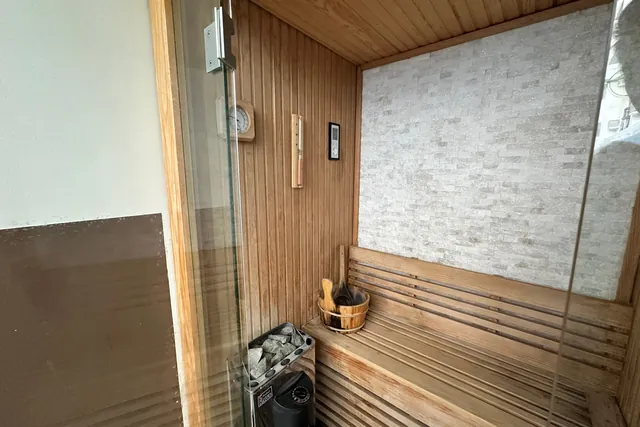 The cedar-lined sauna
